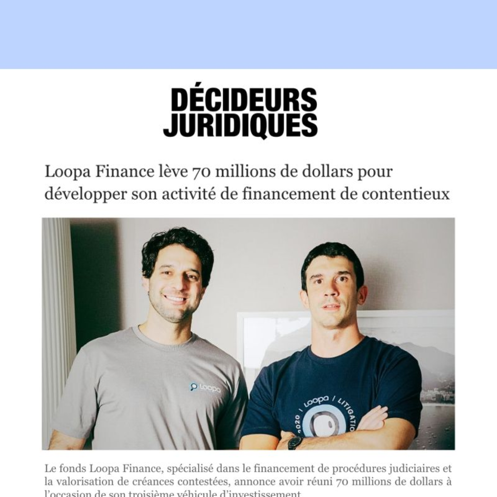 70 M$ pour soutenir la croissance de Loopa Finance sur deux continents